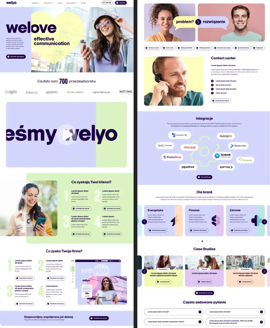 Elementy graficzne i interfejs użytkownika strony Welyo