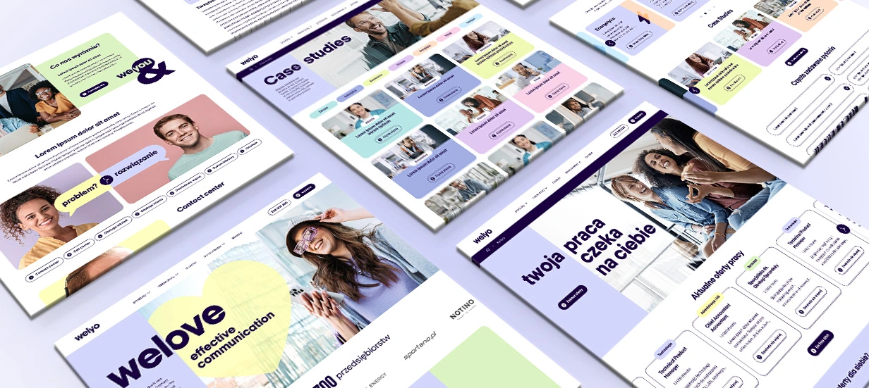 Strona główna Welyo – nowoczesny layout strony internetowej po rebrandingu