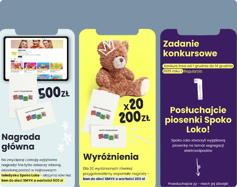 Grafika przedstawiająca nagrody w konkursie ekologicznym o elektronarzędziach.