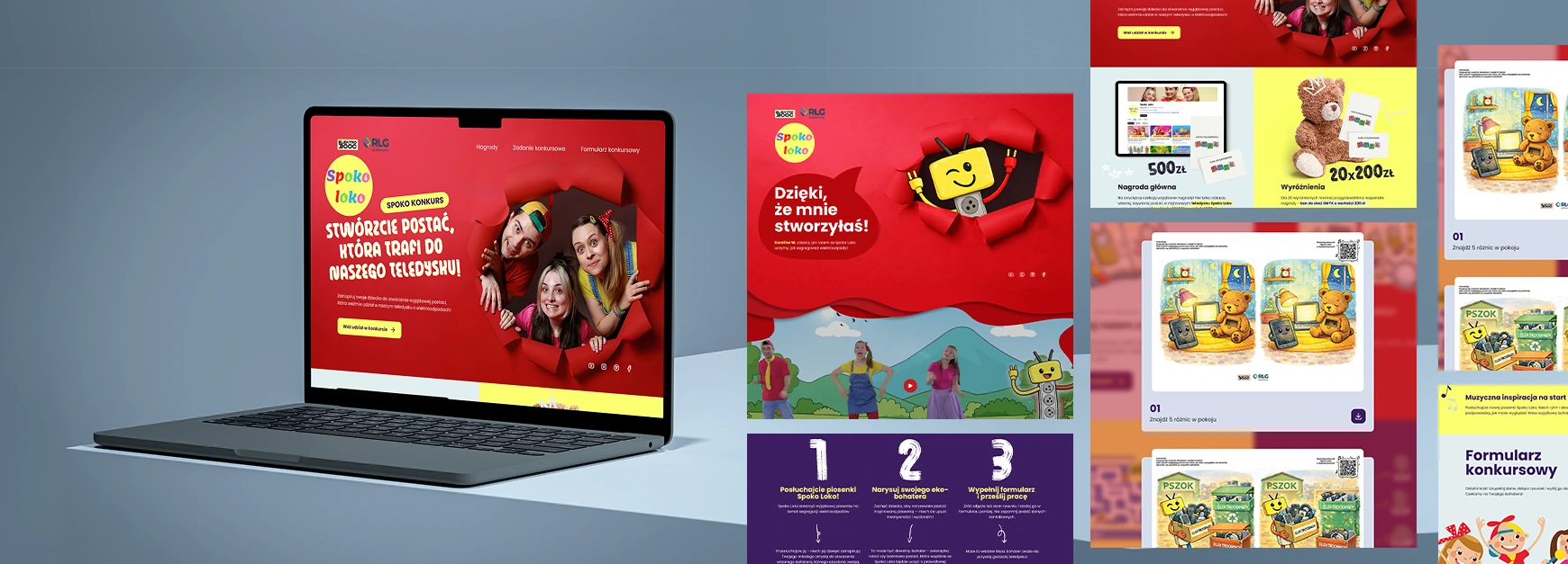 Grafiki przedstawiające key visual konkursu edukacyjnego.